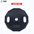 韦步LP25黑色橡胶包胶两孔杠铃片十二边大孔杠铃片家用配重举重片