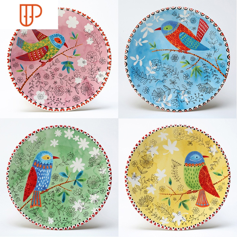 8寸个性手绘餐具 西餐盘创意陶瓷盘子家用套装西餐盘