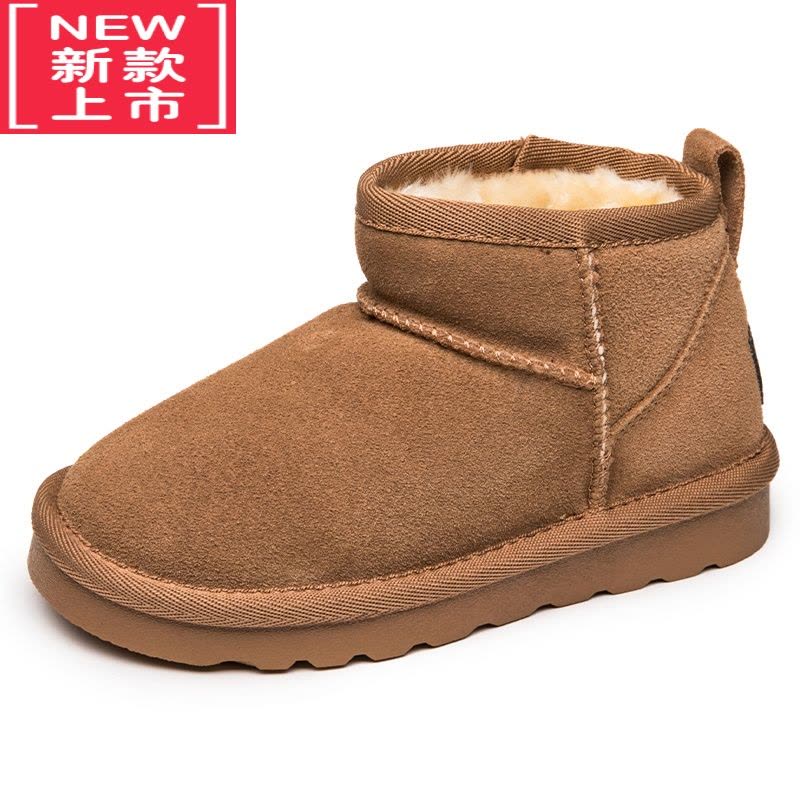 可莉允周冬雨同款雪地靴女童2022冬季新款男童短靴加绒加厚儿童棉靴图片