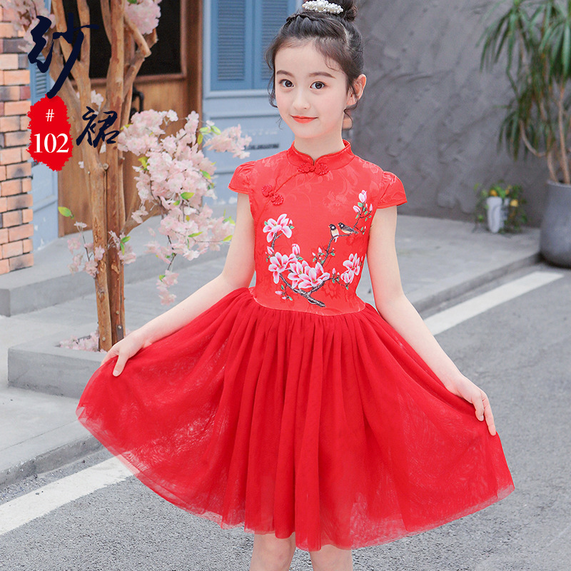 花样童依儿童连衣裙 童装女童裙子中大童儿童六一演出服民族中国风