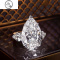 JiMi小众设计莫桑石高碳钻夸张订婚三克拉水滴钻戒仿真梨形戒指女银银