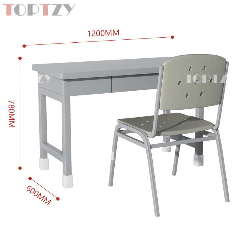 TOPTZY 制式营具办公桌营房钢制学习桌 制式三抽桌椅组合(一桌一椅)