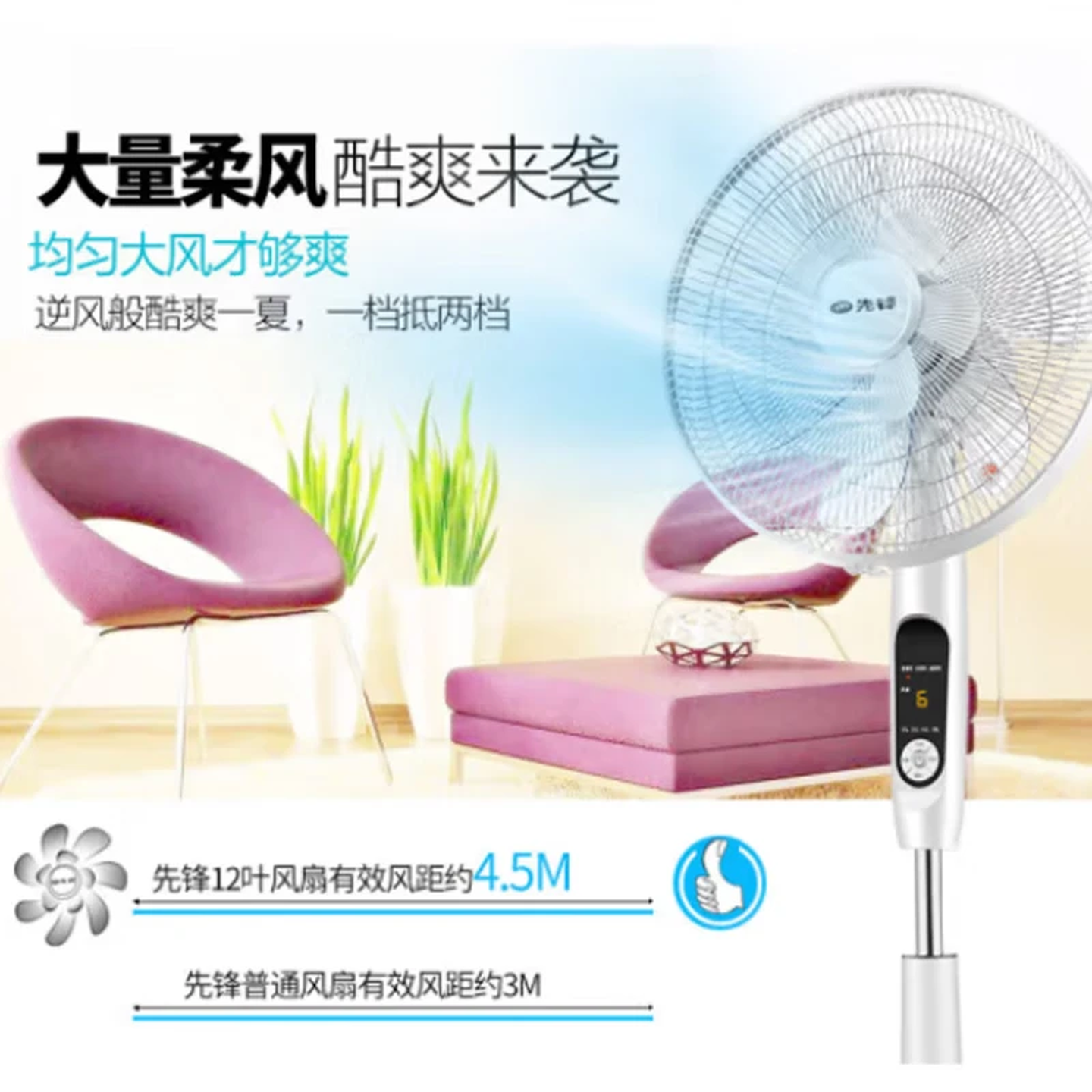 先锋(SINGFUN)双层12扇叶电风扇 大风量落地扇立式风扇 家用FS40-16ER高清大图