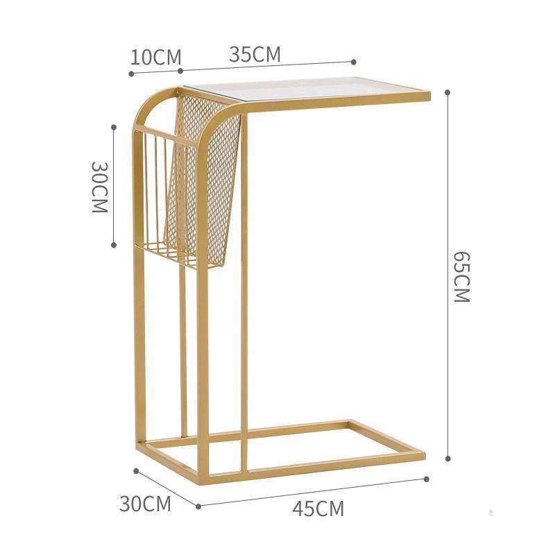 森美人沙发边桌小茶几现代简约床边桌客厅迷你移动小方几北欧床头角几柜 金色30cm*45cm*65cm桌面钢化玻璃