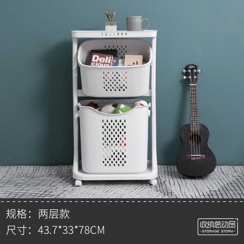 厨房置物架落地卧室带轮子多层玩具可移动小推车零食杂物收纳收纳层架 三维工匠高清大图