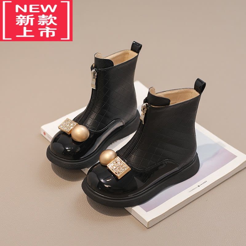 可莉允女童靴子洋气儿童马丁靴软底公主皮靴2022秋冬新款小香风宝宝短靴图片