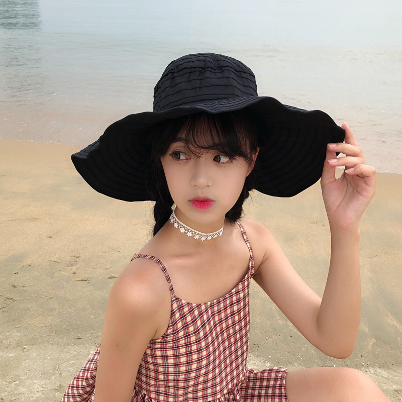 桂兰珊（Guilanshan） 帽子女夏天韩版百搭防紫外线遮阳帽户外防晒大沿遮脸出游太阳帽夏