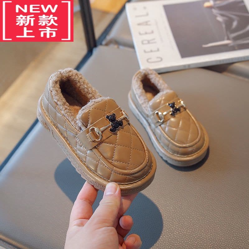 可莉允女童棉鞋2022年冬季新款加绒加厚保暖防滑雪地靴中大童公主豆豆鞋图片