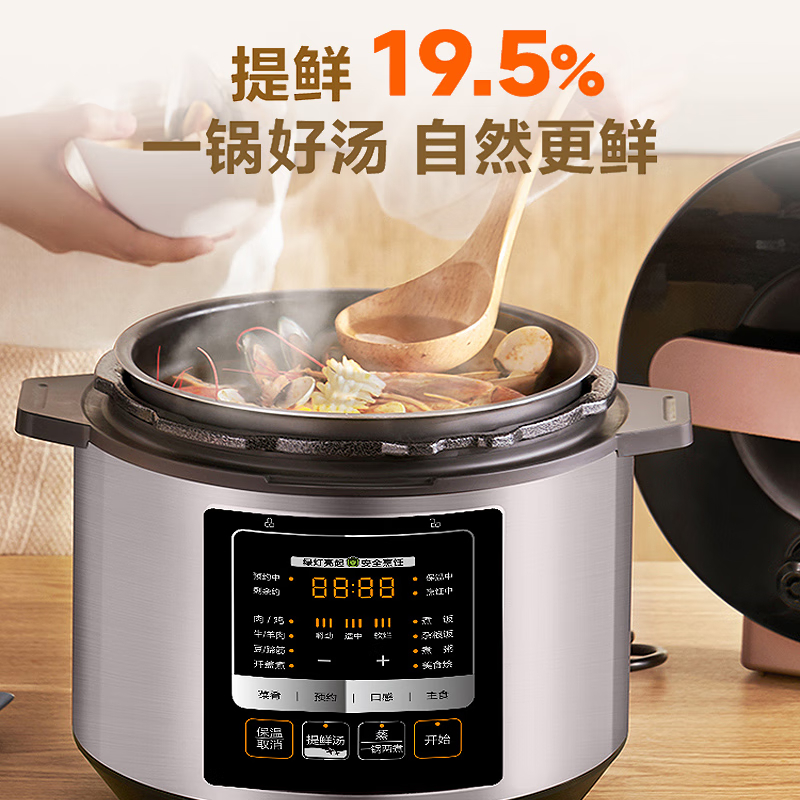 美的(Midea)电压力锅 6升 家用智能双胆电高压锅YL60M3-751高清大图