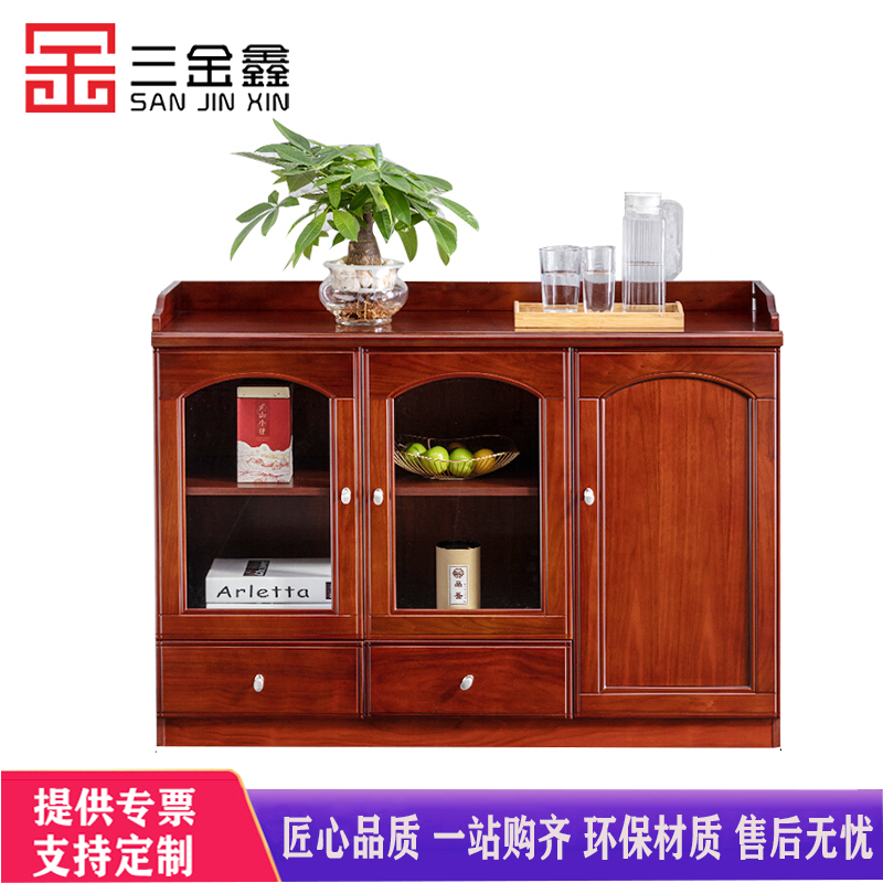三金鑫 办公室茶水柜餐边柜时尚酒柜厨房碗柜储物柜会议室落地式边柜高清大图