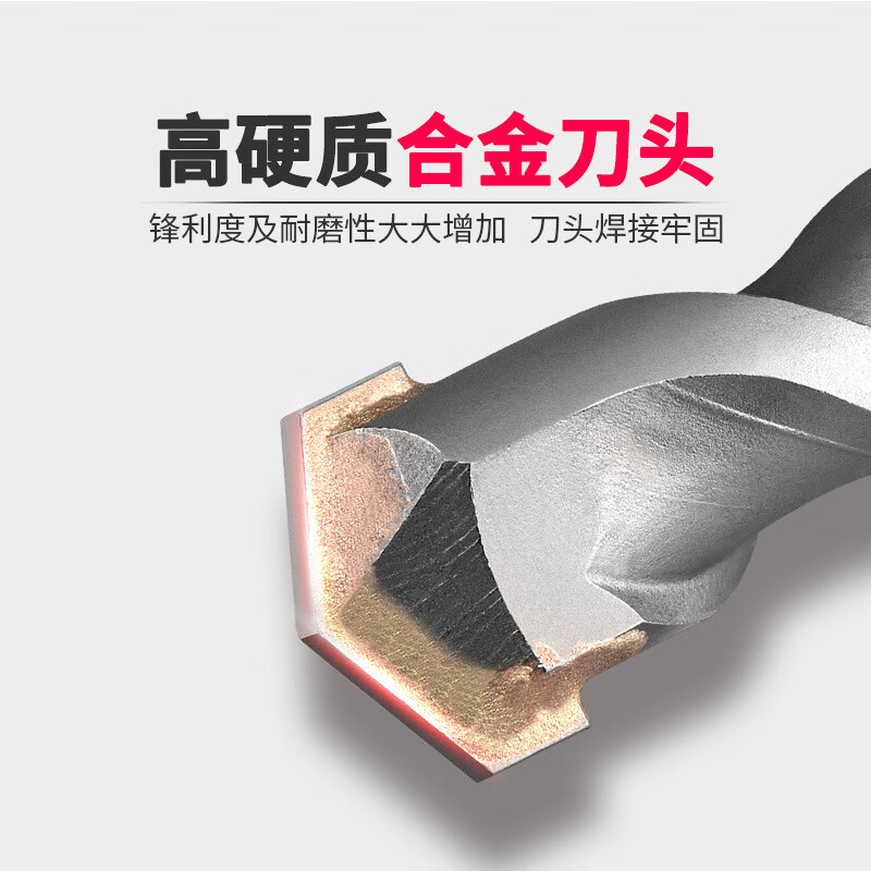 鸣固 精品圆柄电锤钻头 穿墙墙壁冲击钻头混凝土打眼墙砖扩孔 电锤钻头-圆柄两坑两槽 25x200mm高清大图