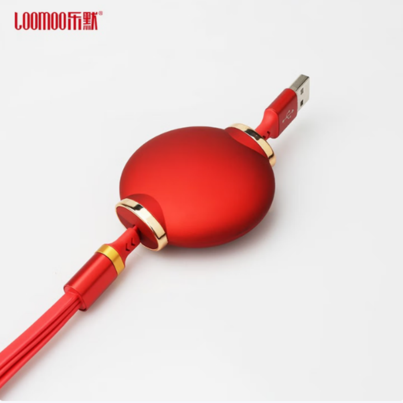 LOOMOO乐默 红灯笼伸缩一拖三充电线 LCB-155 红色 货期1周高清大图