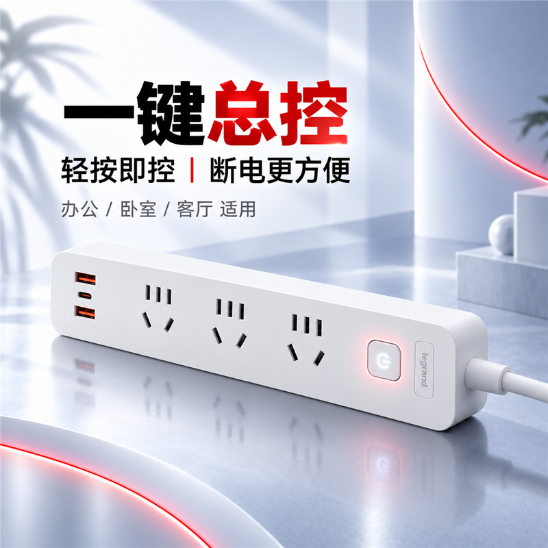 罗格朗 总控 三位五孔带USB(2A1C)20W 排插 5米 FC3500K1/AAC5M 个高清大图