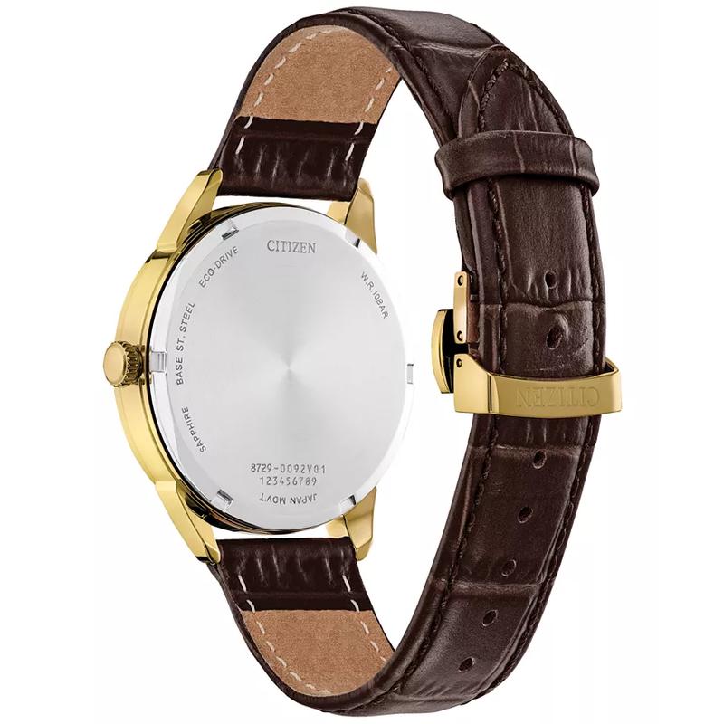 Citizen/西铁城光动能男士复古风格石英表防水金不锈钢皮带手表高清大图