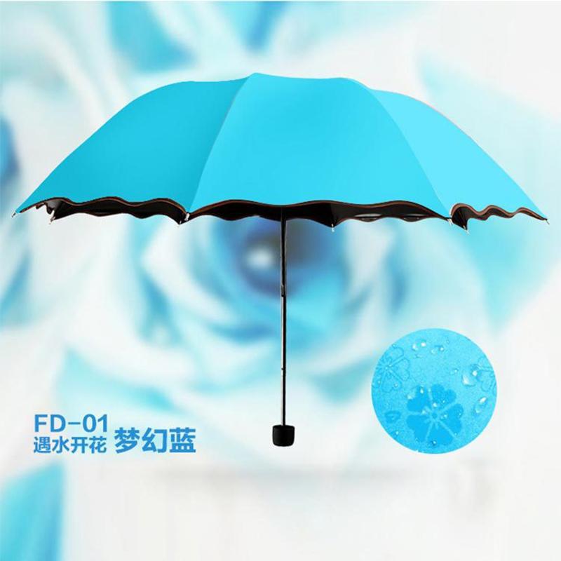 开馨宝 遇水开花变色雨伞 三折叠黑胶 折叠黑胶防晒伞晴雨伞防遮阳伞太阳伞