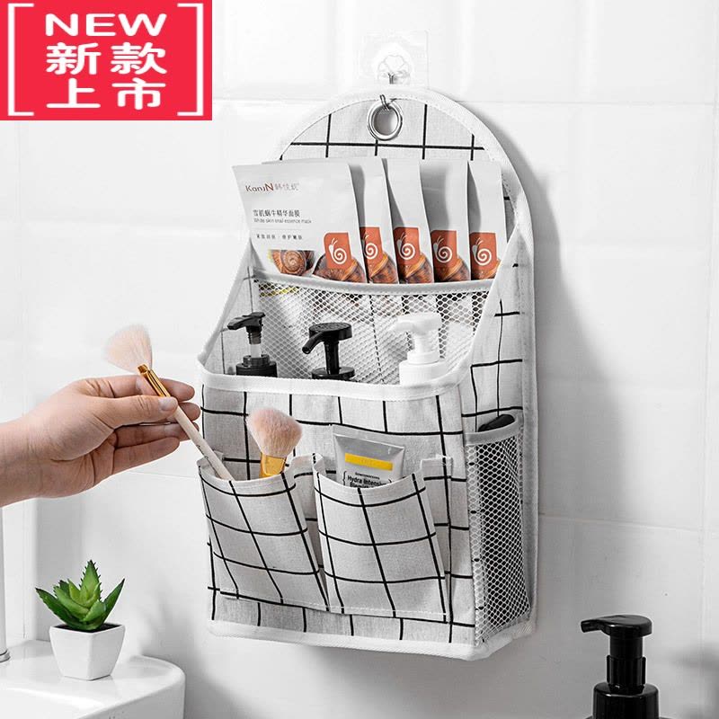 可莉允布艺床头收纳挂袋墙挂式壁挂兜门后宿舍挂墙布袋器墙上置物袋子图片