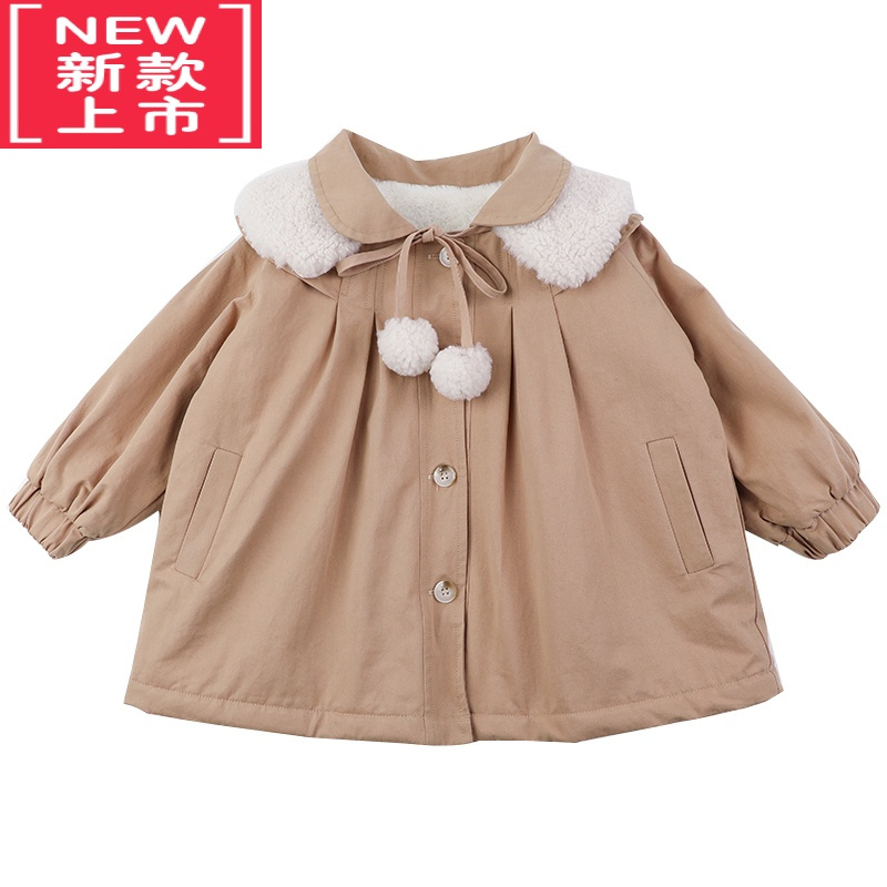 可莉允女童秋冬装外套加绒加厚韩版洋气小童女孩宝宝冬季棉服保暖薄棉衣
