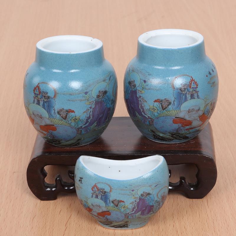 瓷把一体杯青花瓷两个碗画眉鸟食碗鸟食罐鸟食杯画眉笼景泰蓝鸟食杯