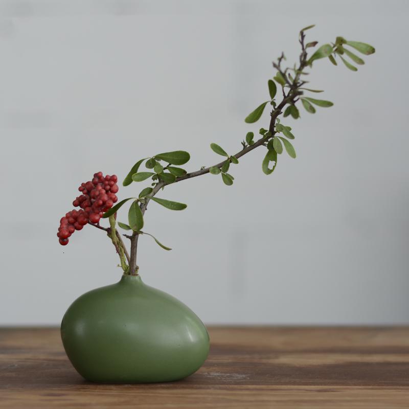 新中式迷你小花瓶陶瓷客厅插花摆件茶席花艺桌面家居禅意装饰品 三维工匠 (绿色)玉净瓶高清大图