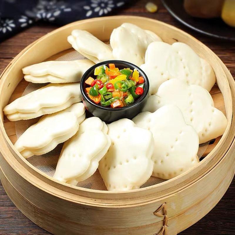 荷叶夹饼馍馒头花卷包子面食月亮馍肉夹馍 酒店早餐食品点心 荷叶饼