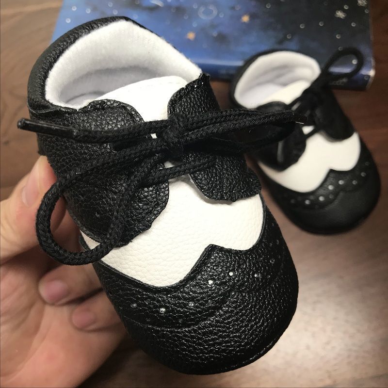 内长11cm(12码) 灰色 男宝宝鞋子婴儿软底防滑学步鞋英伦风系带胶片底小皮鞋0-1岁潮