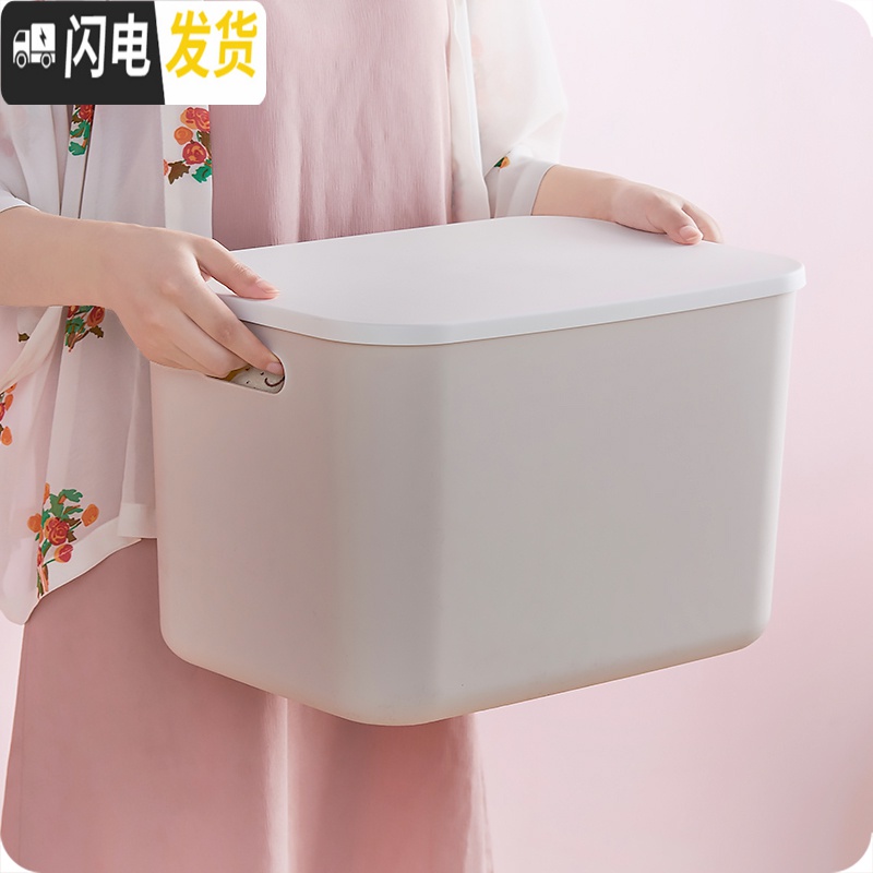 三维工匠 日式带盖收纳箱 装书整理箱大号衣服玩具收纳盒桌面储物箱高清大图