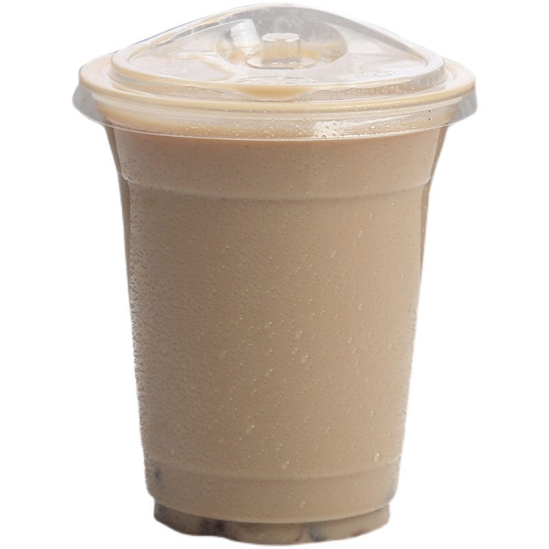一次性pet透明杯美式咖啡杯冷饮奶茶加厚冰淇淋杯带盖400ml饮料杯