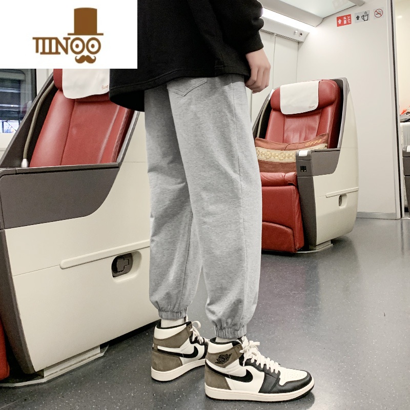 YANXU裤子男薄款灰色男士运动裤宽松束脚休闲裤潮牌夏季卫裤加长款高清大图