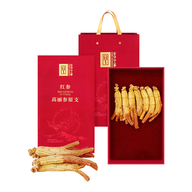 长白山人参高丽参原支质地饱满形体顺长纹理清晰礼盒装80g