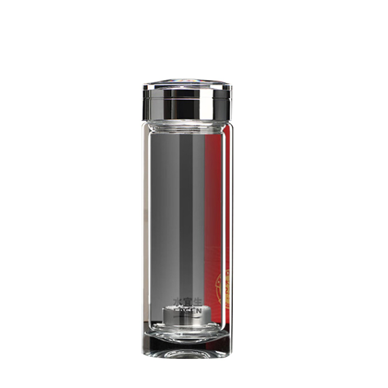 水宜生玻璃杯380ml奢华合金杯盖水晶杯身弱碱杯芯G886