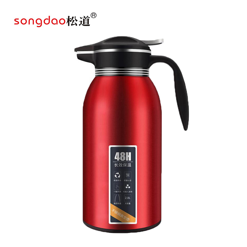 松道 保温壶 不锈钢大容量便携车载旅行保温杯热水壶暖水壶热水瓶暖瓶暖壶保温水壶6系列6系列红色2000ML高清大图