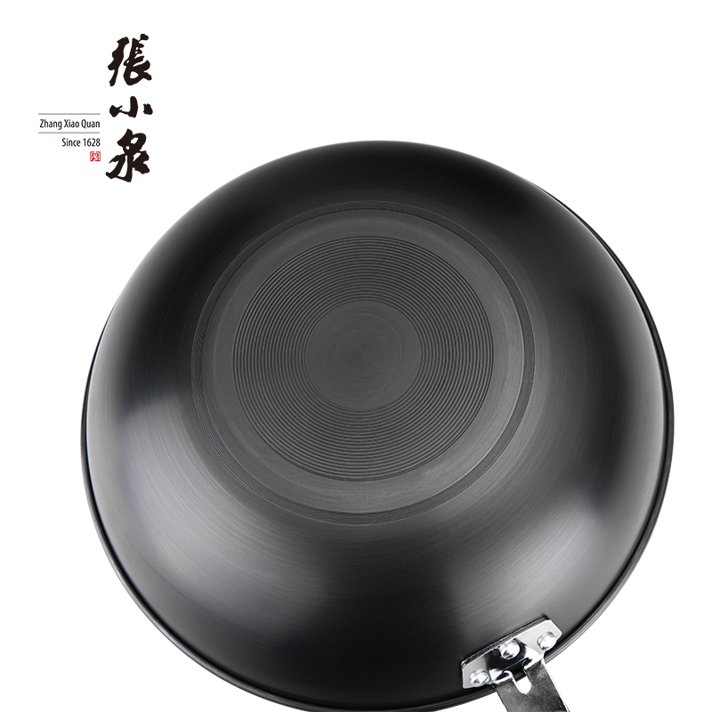 张小泉 锅具炒锅 健康无涂层 不挑炉灶 万家简品精铁炒锅32CM C30330100!高清大图