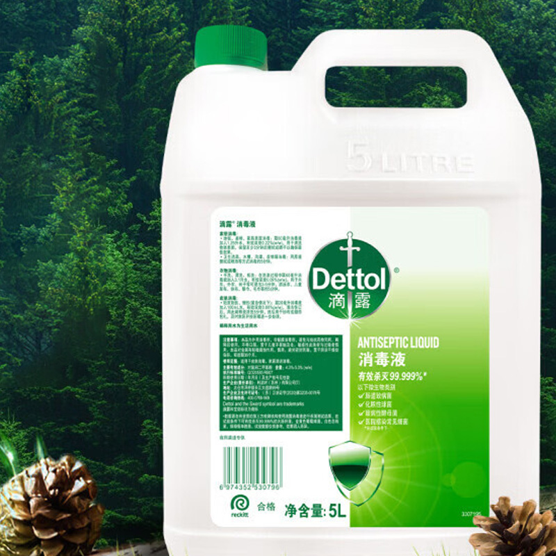 滴露消毒液有效杀菌高效除螨温和洁净松木味5L(包装随机)高清大图