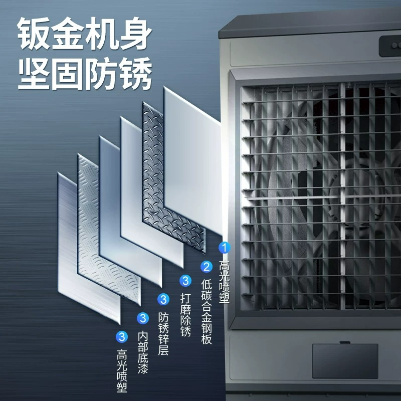 大迈质造骆驼工业冷风机250L大型空调扇加水制冷可移动蒸发式加大风量1.8米金属机身(适用150-300平方)机身高清大图