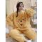 可莉允睡衣女秋冬可爱小熊珊瑚绒大码胖MM200斤加厚加绒冬季家居服套装睡衣