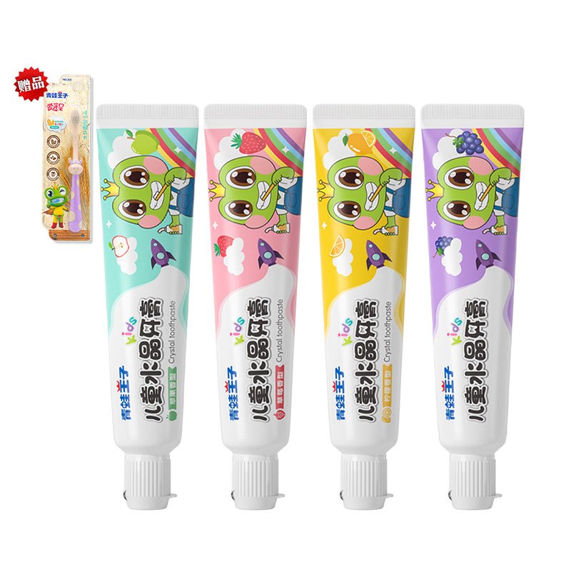 青蛙王子儿童水晶牙膏(草莓+苹果)两种口味 4支装 50g*4+送牙刷