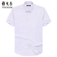 Youngor/雅戈尔商务休闲纯棉修身XP免烫男士短袖衬衫920LFY