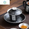 三维工匠鎏银紫砂盖碗原矿老泥 家用紫砂沏茶碗喝茶碗三才盖碗泡茶器组茶具