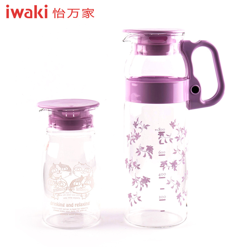 【百年品牌，精致生活，高端耐热玻璃水壶】TC-CS-2V1C 怡万家iwaki耐热玻璃 臻品冷水壶二件套梦幻紫