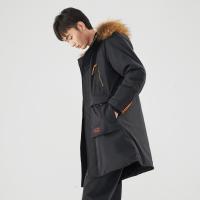 美特斯邦威长款大毛领棉服男冬季新款韩版复古多袋保暖外套男