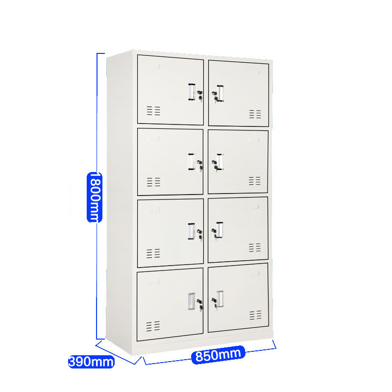 匡大 钢制铁皮储物柜换衣柜存包柜带锁碗柜鞋柜8门更衣柜KDG006高清大图