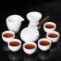 苏氏陶瓷中国白白玉瓷功夫茶具茶壶茶杯套装象牙白侧把壶六杯套装