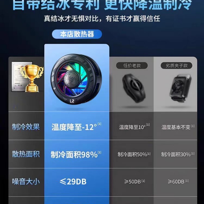手机散热器ultra系列[赛事结冰款]ai智控热温.轻音运行 手机背夹/充电头有道高清大图