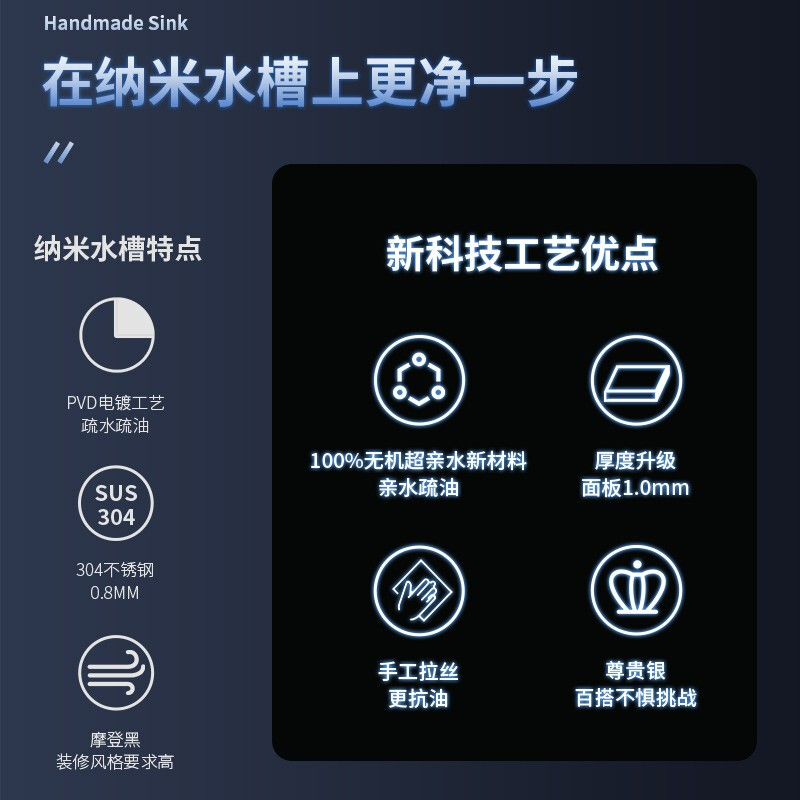 欧琳（OULIN） 纳米再升级易清洁水槽双槽304不锈钢厨房洗菜盆加厚台下盆 860*470配L003水龙头AC860N高清大图