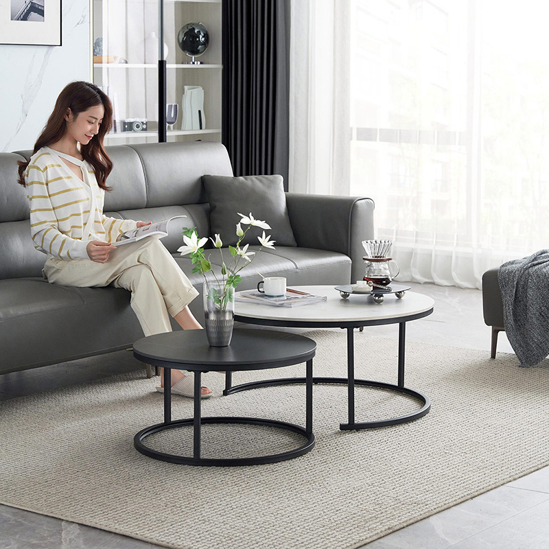 林氏家居简约现代轻奢客厅家用沙发边角几组合圆形茶几桌子ls093