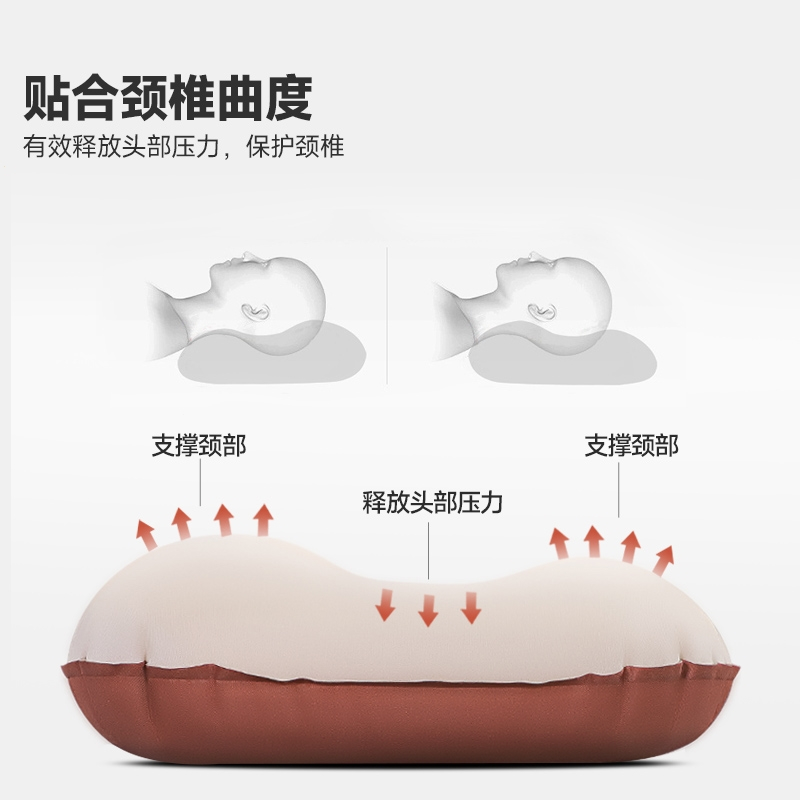 闪电客自动午睡充气枕头旅行枕便携户外露营吹气枕头气垫睡袋空气枕家用