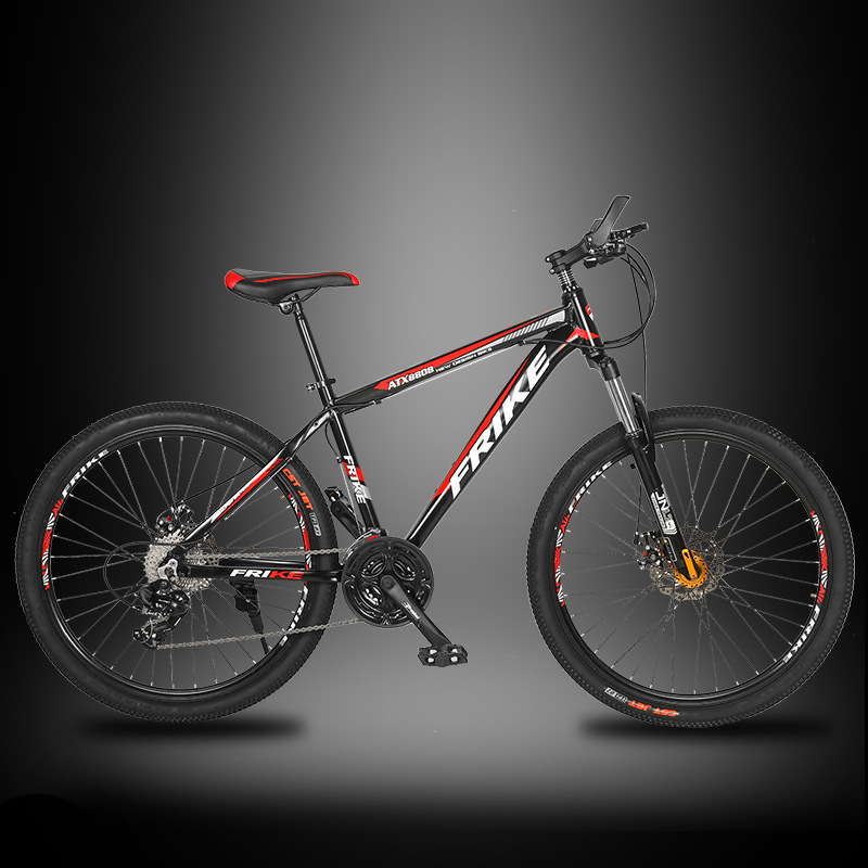 山地自行车成人26寸铝合金车变速减震双碟刹单车 中国红21速豪华版