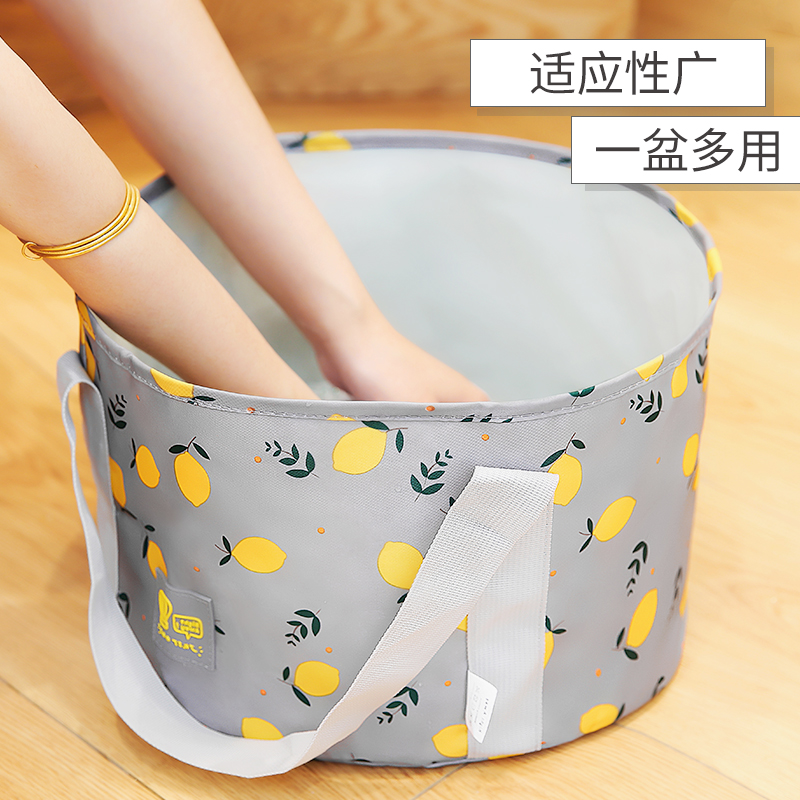 美帮汇便携式可折叠盆户外水盆旅行大号泡脚袋旅游洗衣盆洗脸盆洗脚水桶高清大图