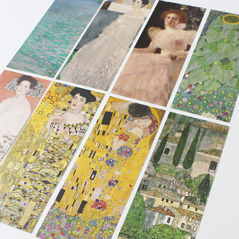 [正版]KLIMT克里姆特9张 创意艺术书签 纸质油画书签 大师名画文化创意纸质书签高清大图