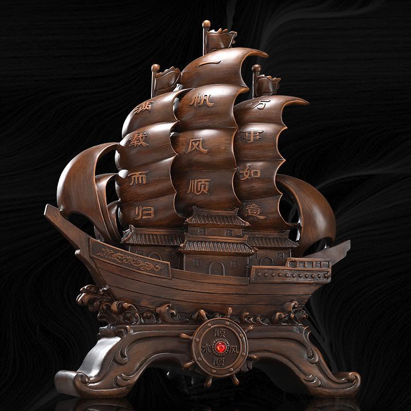 一帆风顺摆件办公室桌面装饰工艺品店铺开店送礼_帆船